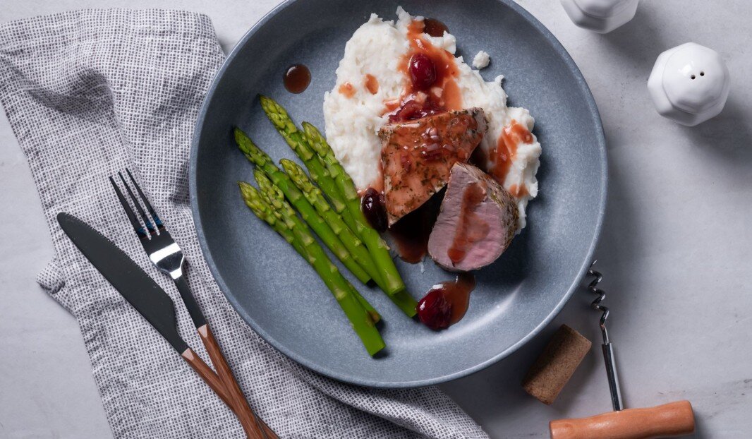 Filet de porc, sauce au porto et canneberges