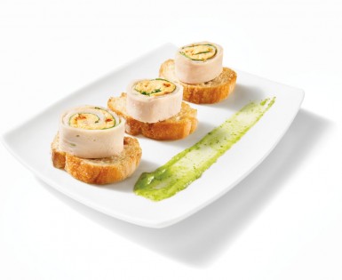 Bouchées de roulé de dinde au Boursin canneberge & poivre