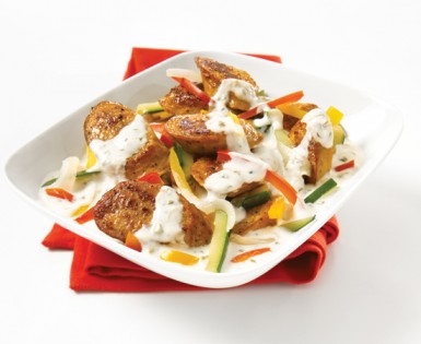 European Sausage Dry-braised with Vegetables and Boursin