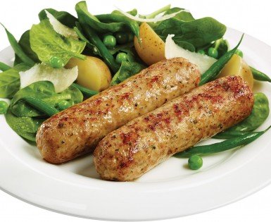 Saucisses Florentine avec salade d'épinards et de pommes de terre grelots