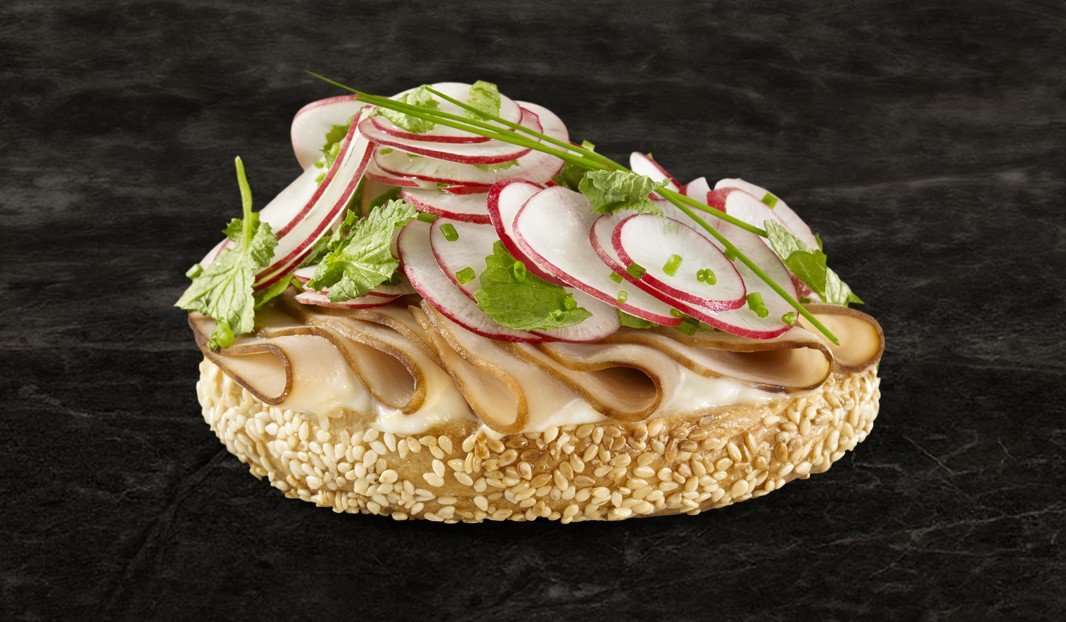 Turkey Bagel with Radish, Lemon and Chive Salad