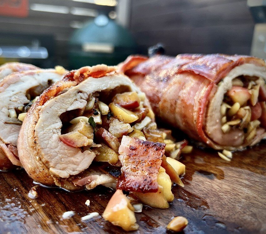 PORK TENDERLOIN WITH MAPLE, APPLE, BACON AND PANCETTA