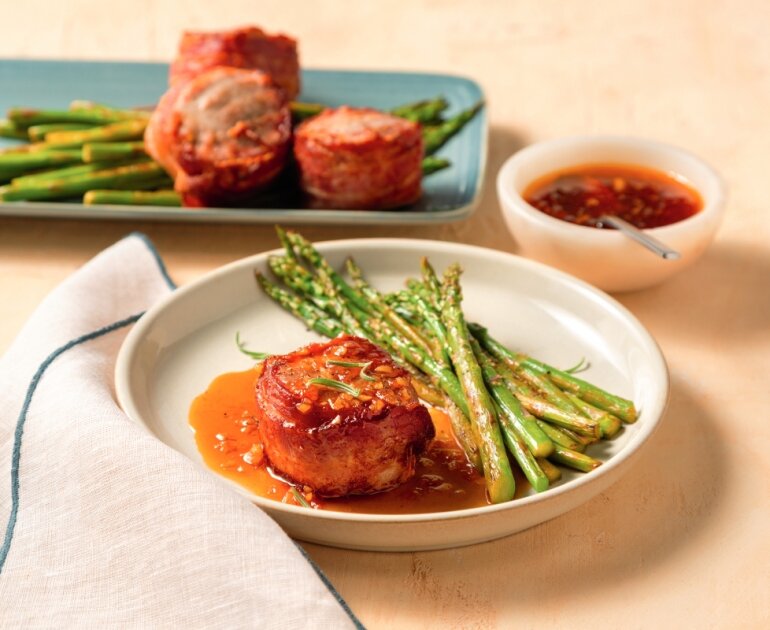 Tournedos de porc, sauce à l'abricot et miel