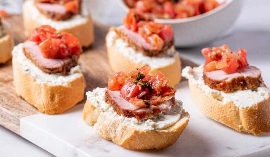 Pork, Cream Cheese and Bruschetta Bites