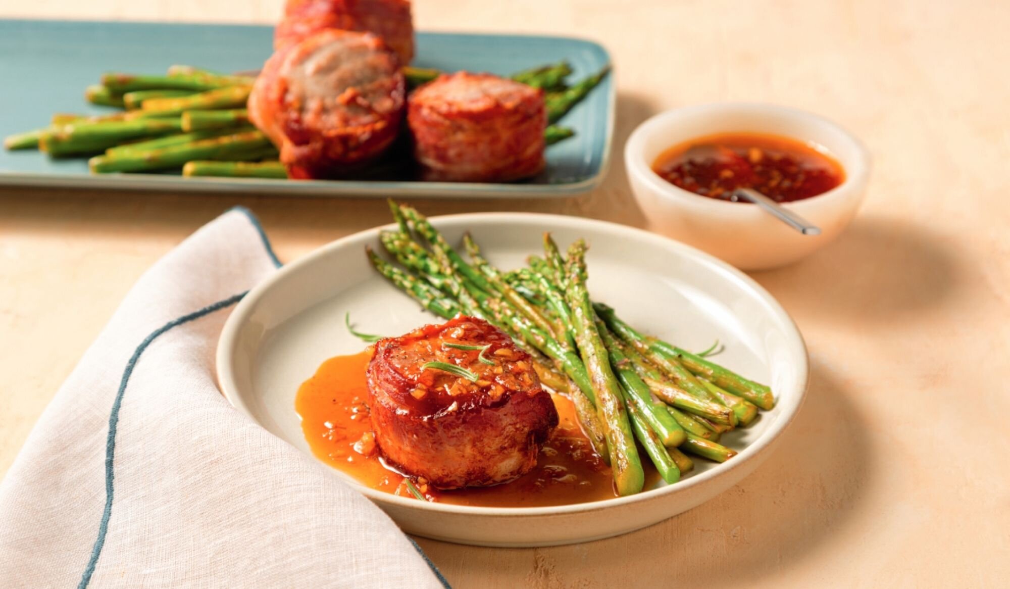 Tournedos de porc, sauce à l'abricot et miel