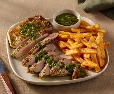 Pork Flank Steak with Chimichurri Sauce