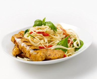 Grilled Mild Toulouse Sausage with Linguine