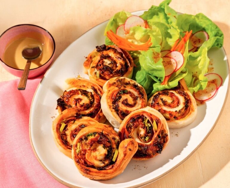 Pinwheel au jambon, poireaux et moutarde