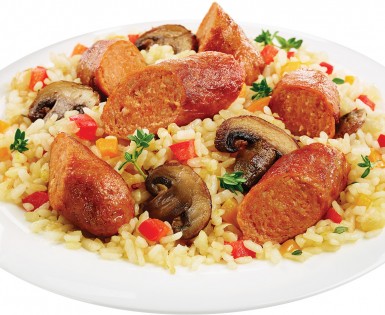 Orzo à la saucisse Italienne épicée et aux champignons