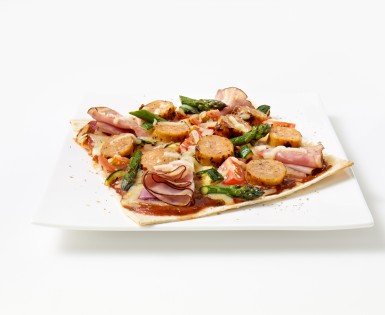 European Sausage, Smoked Ham and Grilled Vegetable Pizza