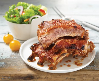 Côtes levées de dos de porc aux pommes